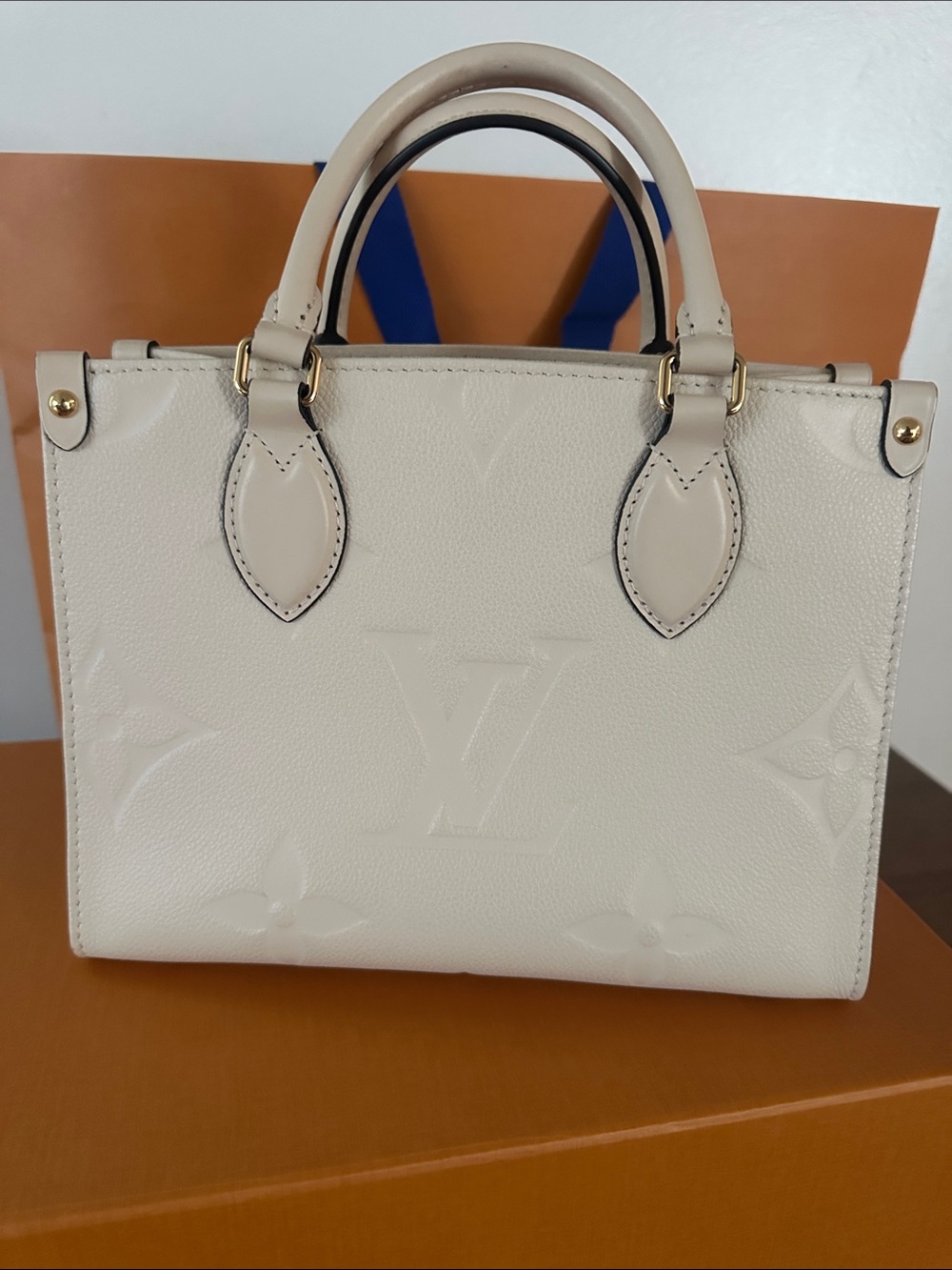 Louis Vuitton Cream Embossed Monogram Top Handle Satchel